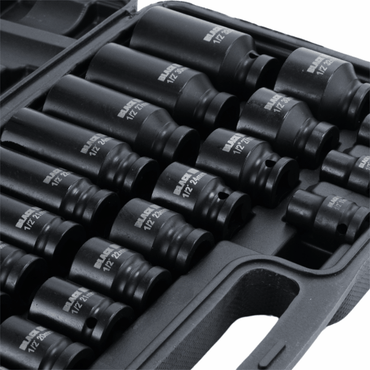 Löökpadrunikomplekt 1/2" HEX 8–32 mm (must) – 35 osa, BLACK – lühikesed ja pikad padrunid - Ostuklikk