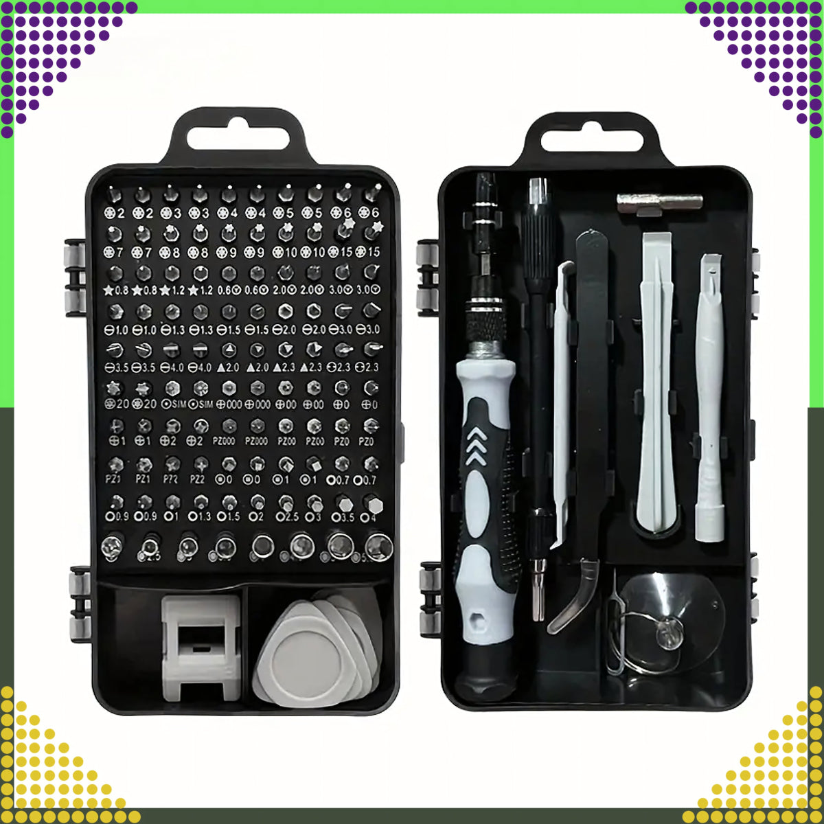 Täpsus - kruvikeerajate komplekt 115 - osaline – Torx, PH, PZ, Hex, Bitid + abivahendid - Ostuklikk