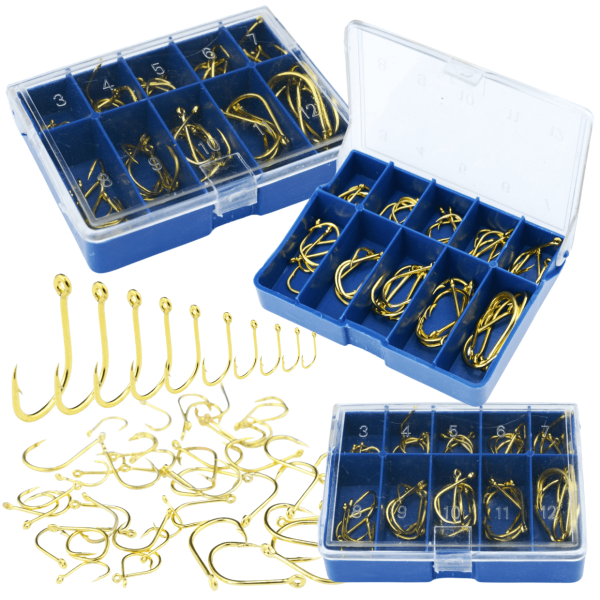 50 - osaline aasaga õngekonksude komplekt, 10 suurust, karbis - Ostuklikk