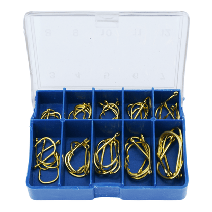 50 - osaline aasaga õngekonksude komplekt, 10 suurust, karbis - Ostuklikk