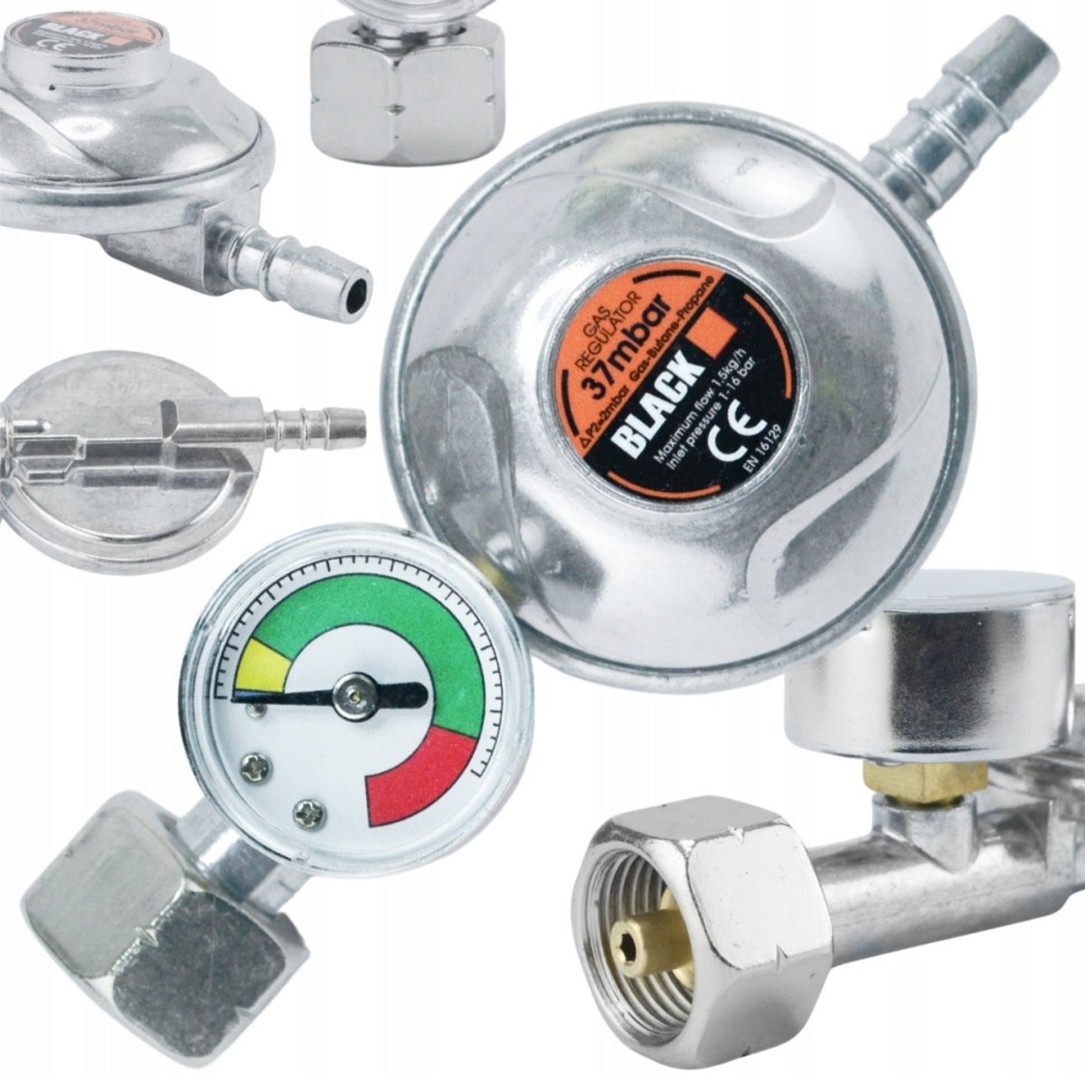 Black 11 kg gaasiballooni reduktor manomeetriga 37 mbar - Ostuklikk