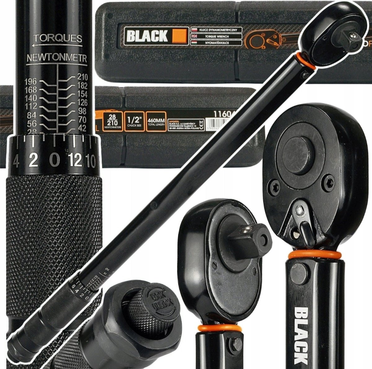 Black 1/2" momentvõti 28–210 Nm, 460 mm, CrMo/CrV - Ostuklikk