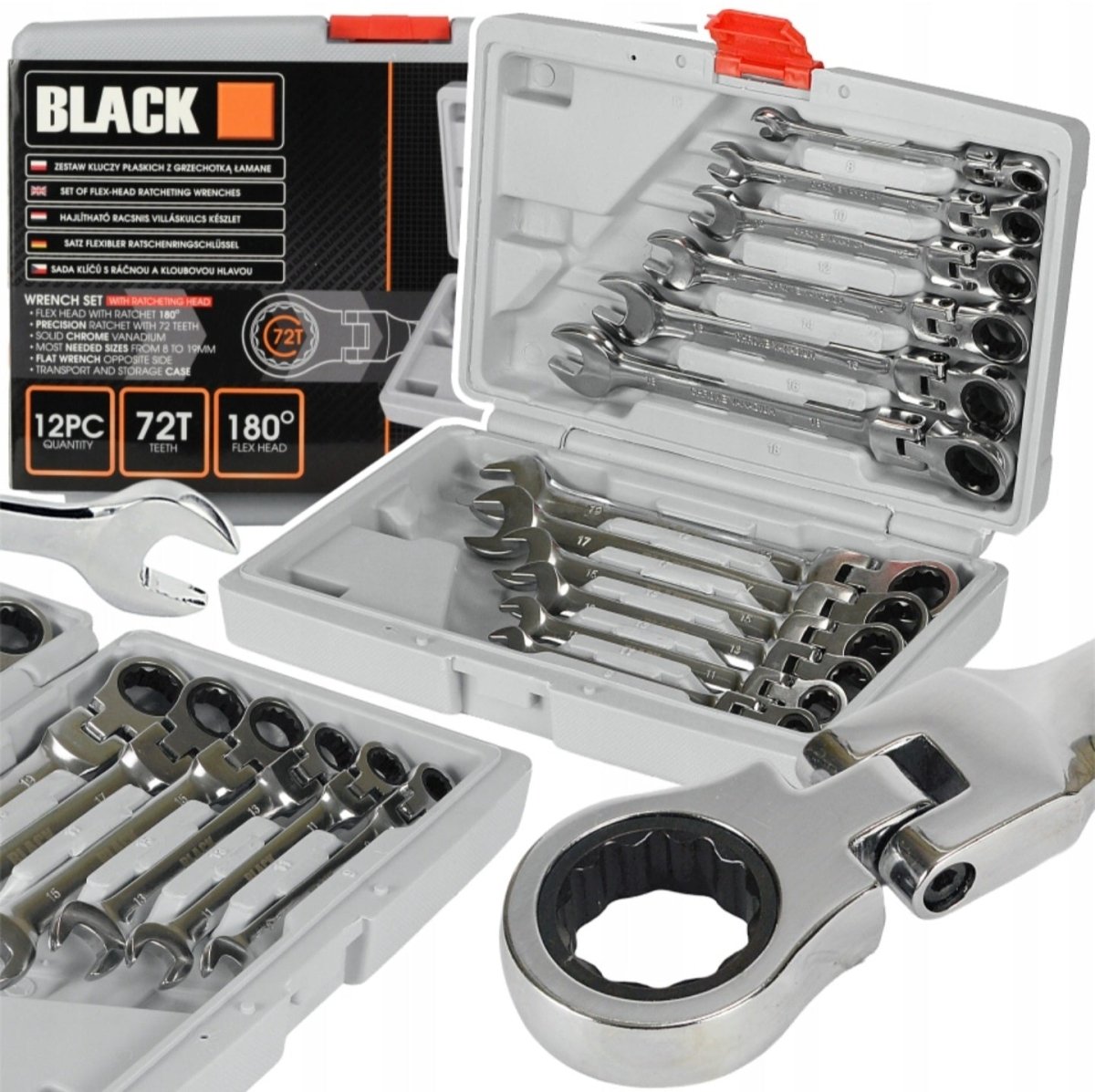 BLACK lehtnarrevõtmete komplekt 8–19 mm, 12 osa kohvris - Ostuklikk