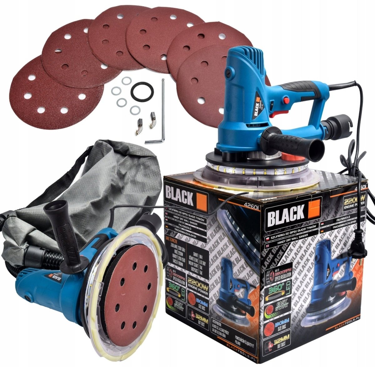 BLACK`i 2200W LED Kipsplaadilihvija – 6 tasuta lihvpaberit - Ostuklikk