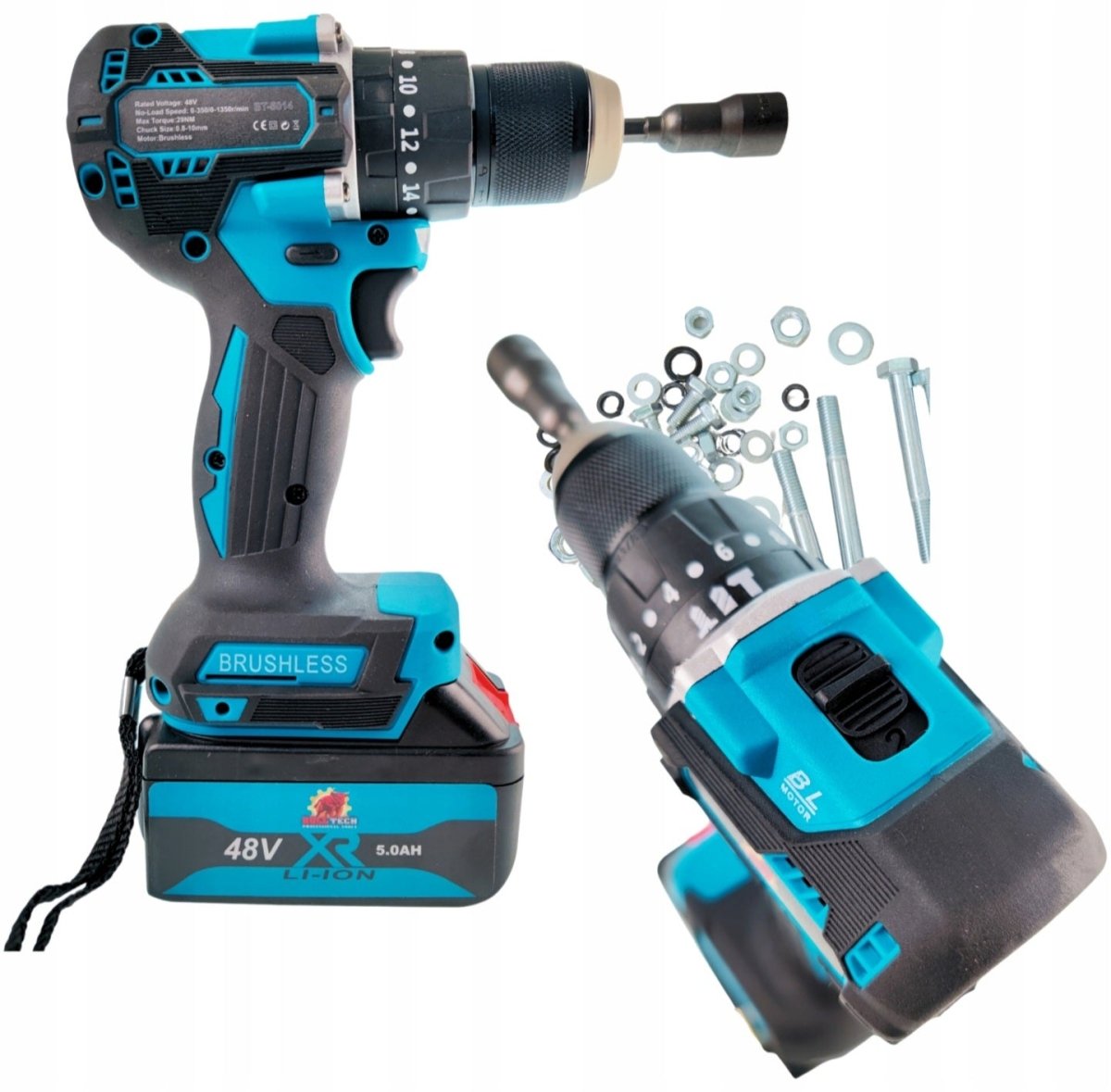 BULL - TECH BT5018XL 48V* 4 - in - 1 akukomplekt: kruvikeeraja, lööktrell, nühklihvija, mutrikeeraja - Ostuklikk