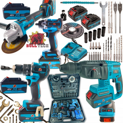 BULL - TECH BT5018XL 48V* 4 - in - 1 akukomplekt: kruvikeeraja, lööktrell, nühklihvija, mutrikeeraja - Ostuklikk