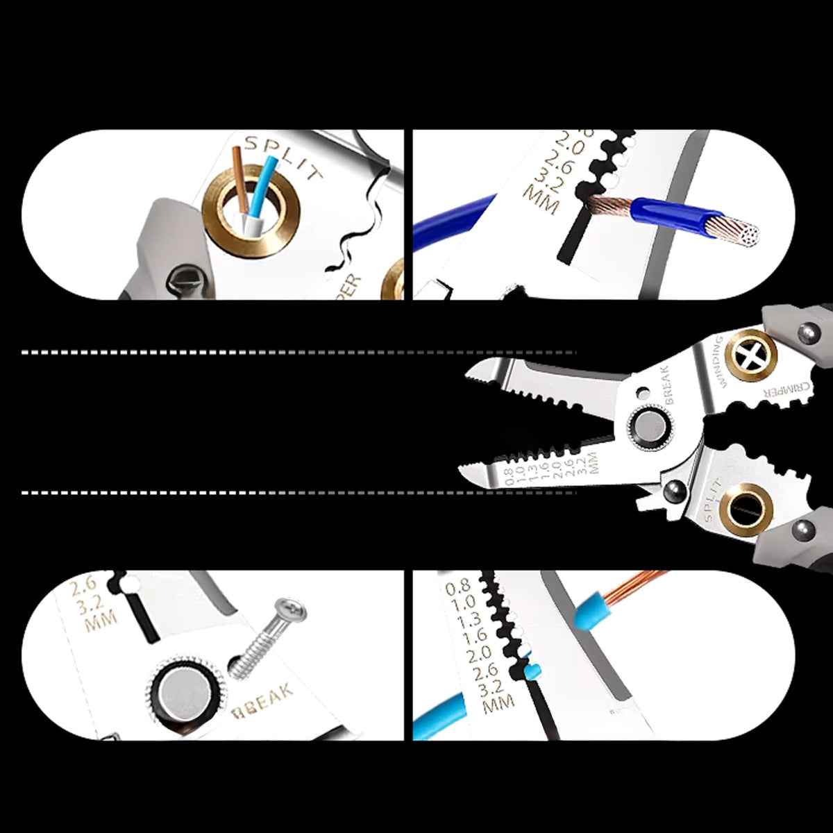Isolatsiooni eemaldamise ja krimpimistangid 0,8–3,2 mm – 7 - in - 1 - Ostuklikk