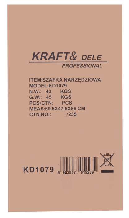 KRAFT&DELE KD1079 tööriistakapp (tühi) – 7 sahtlit, terasest tööpind - Ostuklikk