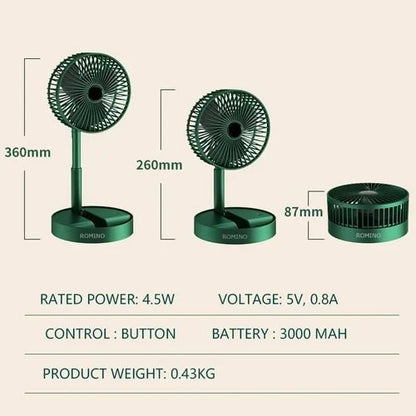 Laetav kokkupandav ventilaator – USB - C, kuni 10 h tööaeg - Ostuklikk