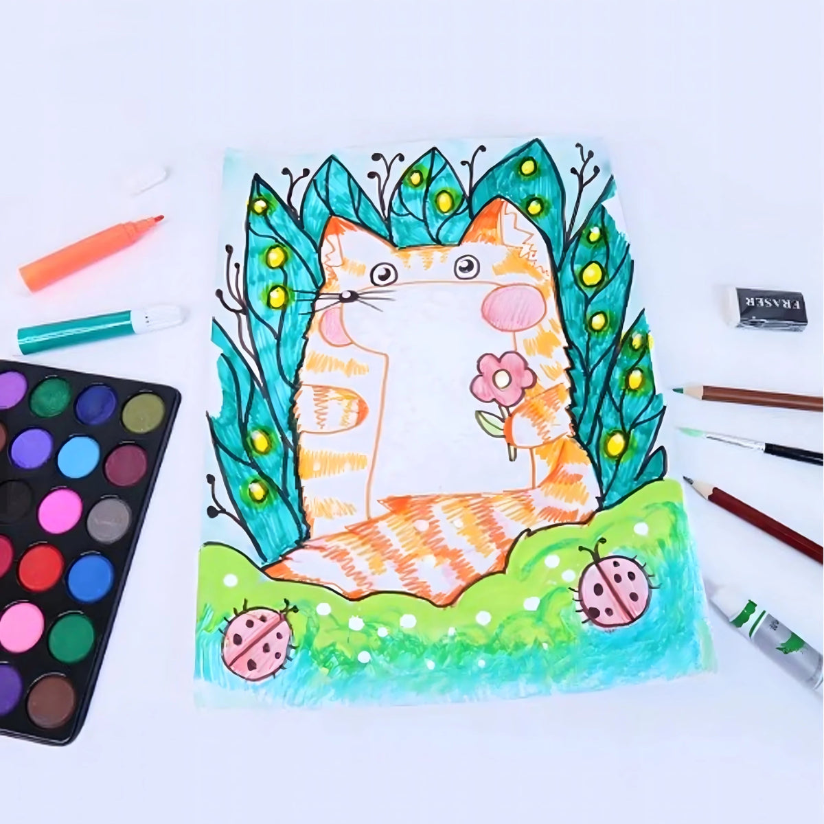 Laste kunstikomplekt 145 osa roosas kohvris - Ostuklikk