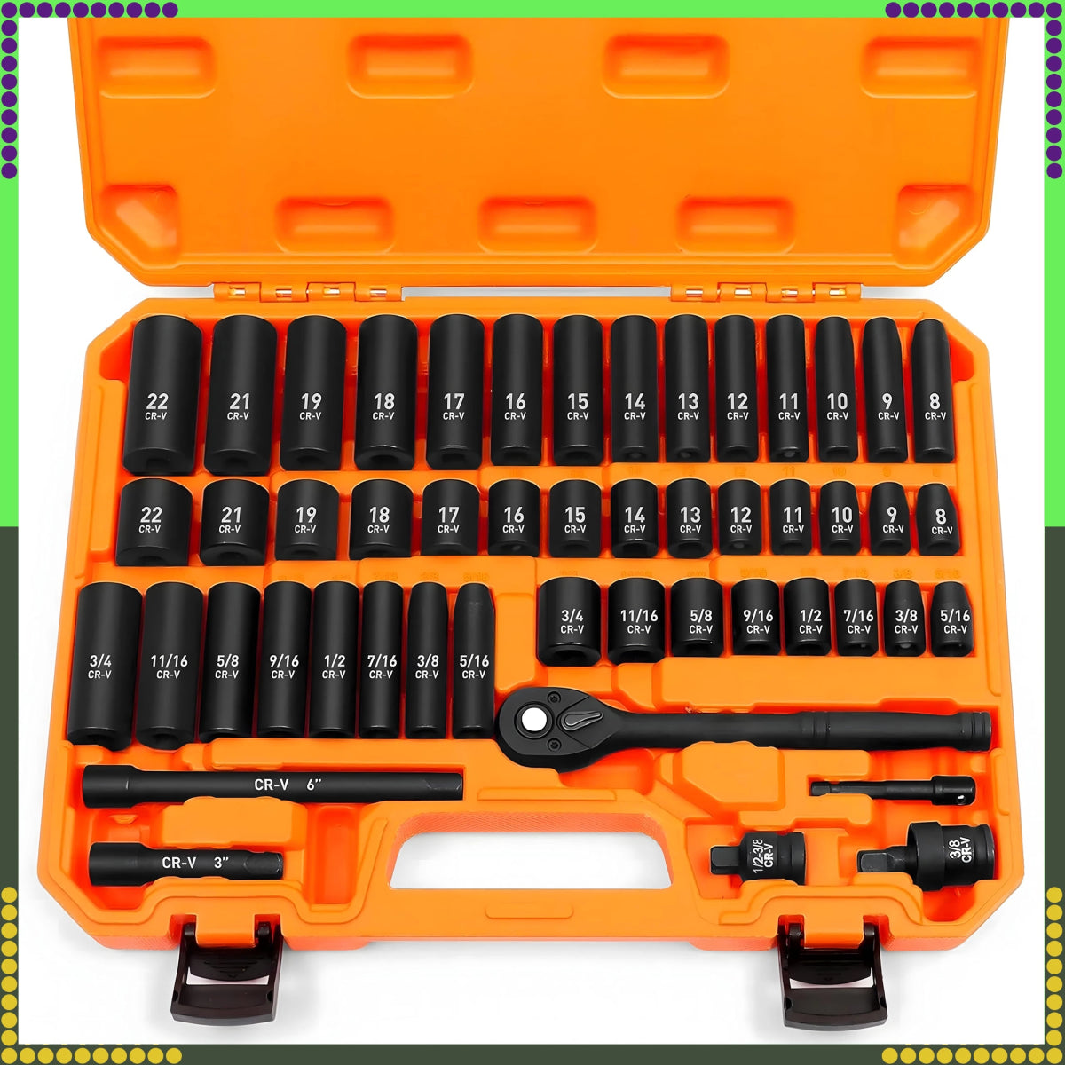 Lööktopsikute ja padrunvõtmete komplekt 3/8'', 50 osa - Ostuklikk