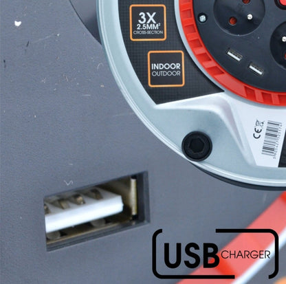 Pikendusjuhe trumlil 25m/USB/ON/OFF - Ostuklikk