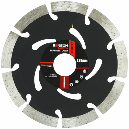 Teemantketas 125 mm nurklihvijale (22,2 mm) – BENSON by BLACK, laserkeevitatud, kuivlõikus, EN13236 - Ostuklikk
