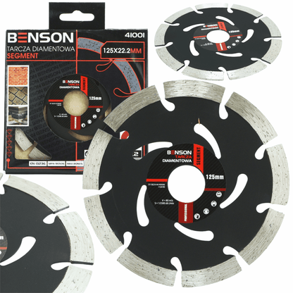 Teemantketas 125 mm nurklihvijale (22,2 mm) – BENSON by BLACK, laserkeevitatud, kuivlõikus, EN13236 - Ostuklikk
